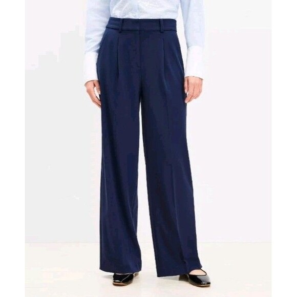 Loft Peyton Trouser Pants in Bi-Stretch Navy Blue Size 10 - Picture 1 of 11